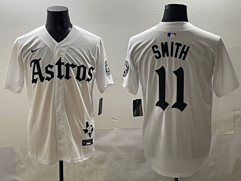 Men 2025 Houston Astros 11 Smith White Five generations Joint Name Nike MLB Jersey style 31